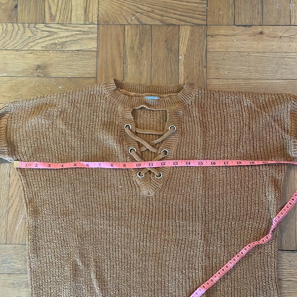 Light Brown V-Cut out Sweater - Picture 3 of 6
